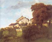 古斯塔夫库尔贝 - The Houses of the Chateau D'Ornans